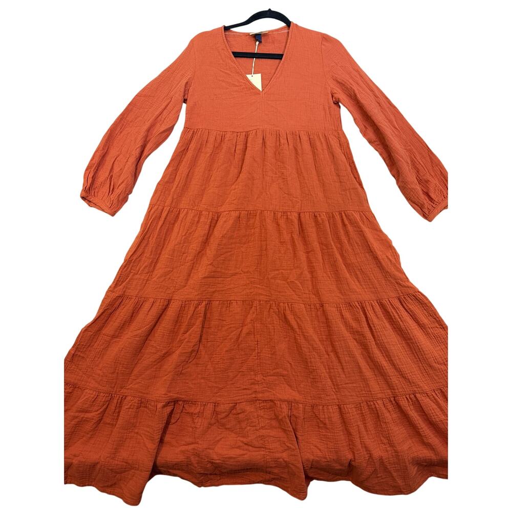 Universal Thread Women's Rust Orange Balloon Sleeve Tiered Dress - Size XS - NWT
